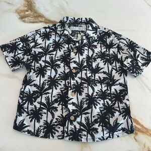 Zara Black and White Palm Tree Print Shirt